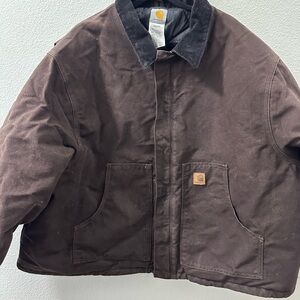 Vintage 90s Carhartt Mens 5XL J22 DKB Cropped Duck Cloth Jacket Quilt Lined Rare